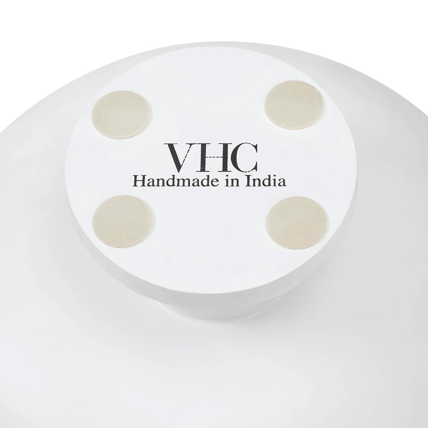 Ribbed Wooden Bowl - White- 12"