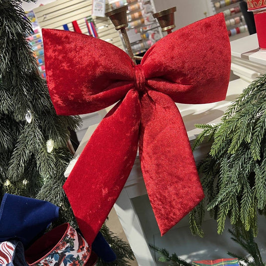 Red Velvet 3D Hanging Christmas Bow (15" x 16")