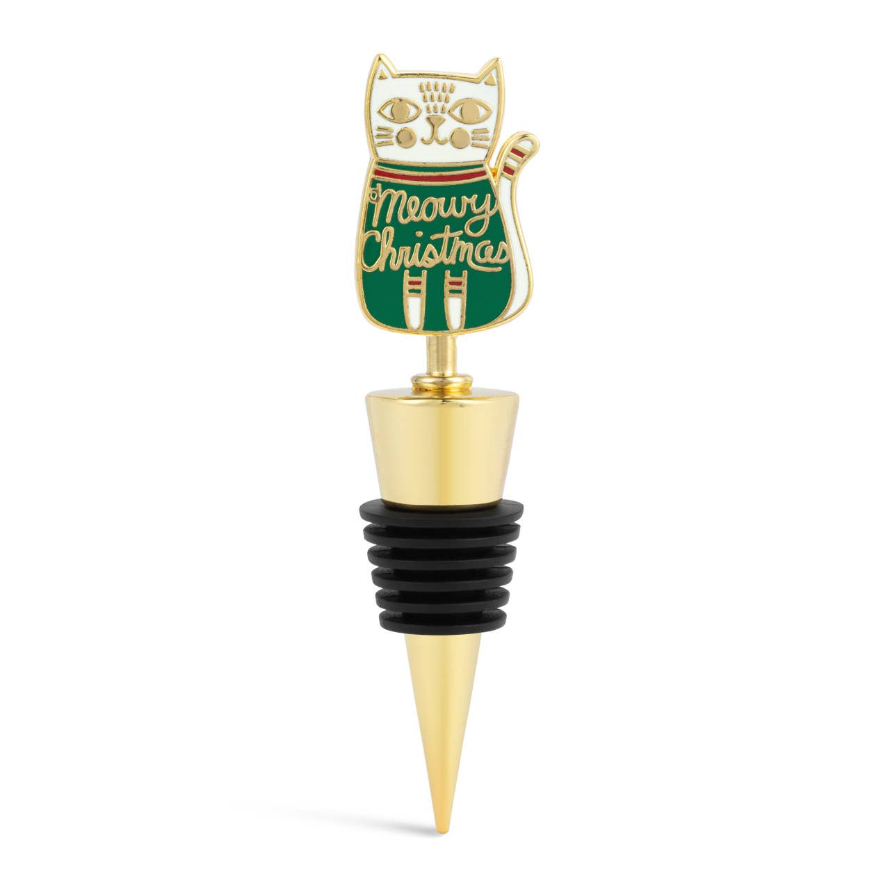 Cat Gold Enamel Bottle Stopper - 4in