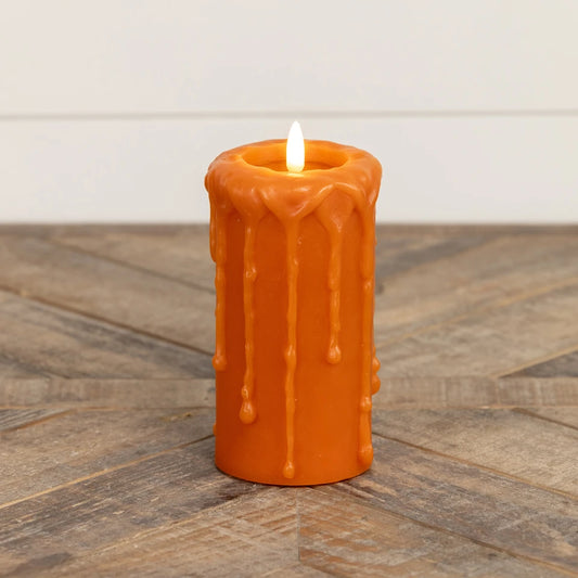 ORANGE 3D FLAME PILLAR CANDLE (3 Sizes)