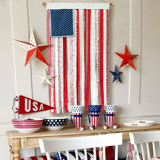 Fourth of July Patriotic Flag Banner - Stars Stripes Decor
