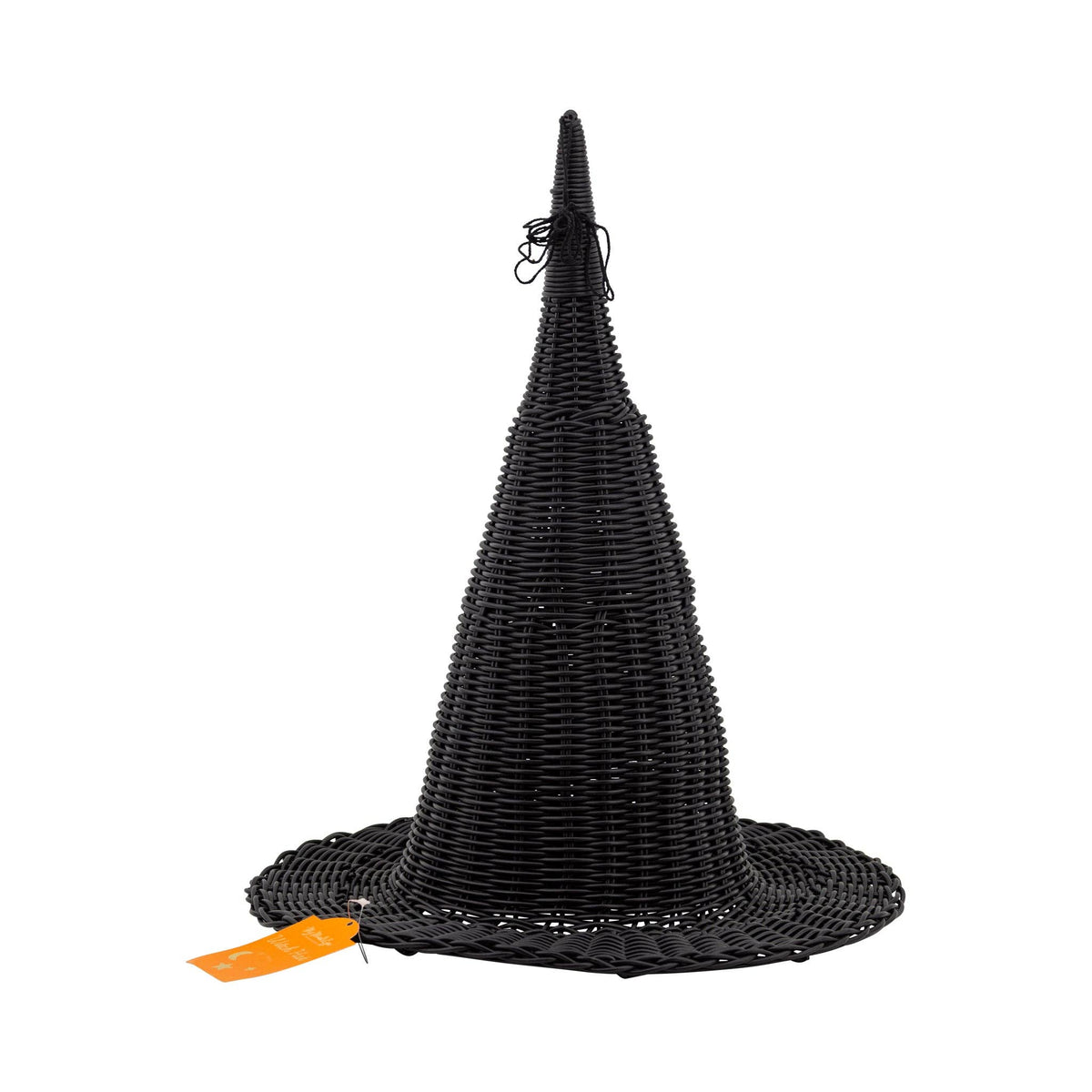 Black Witches Hat- Faux Wicker - 18"