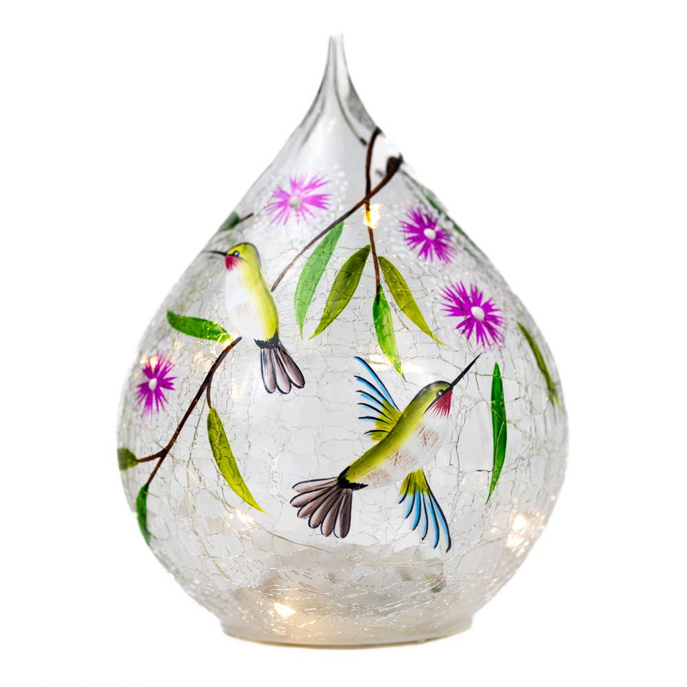 Dancing Hummingbird Teadrop with LED String Lights