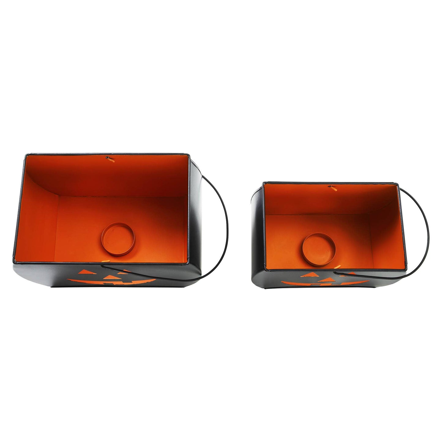 Tealight Holders/Candy Pale Trick Or Treat Black Set of 2