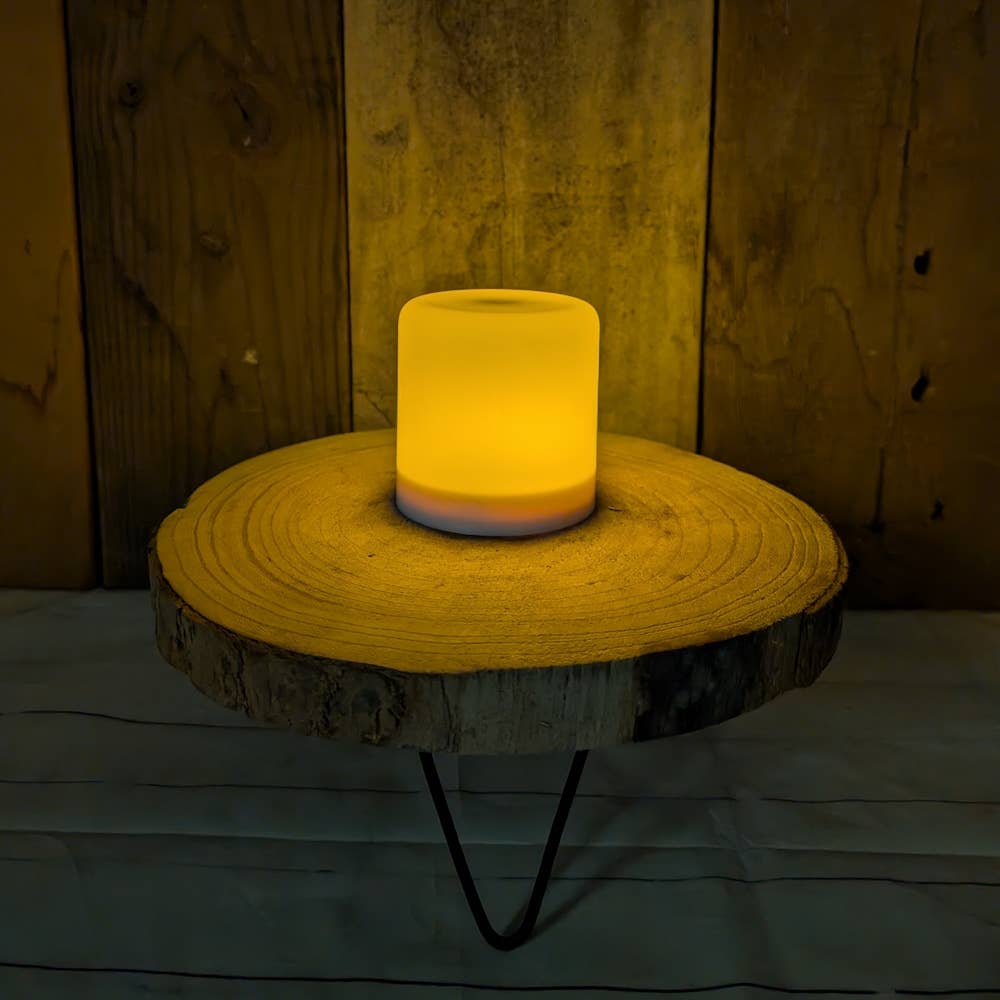 Amber LED Illusion Flame Timer Pillar Candle 3"