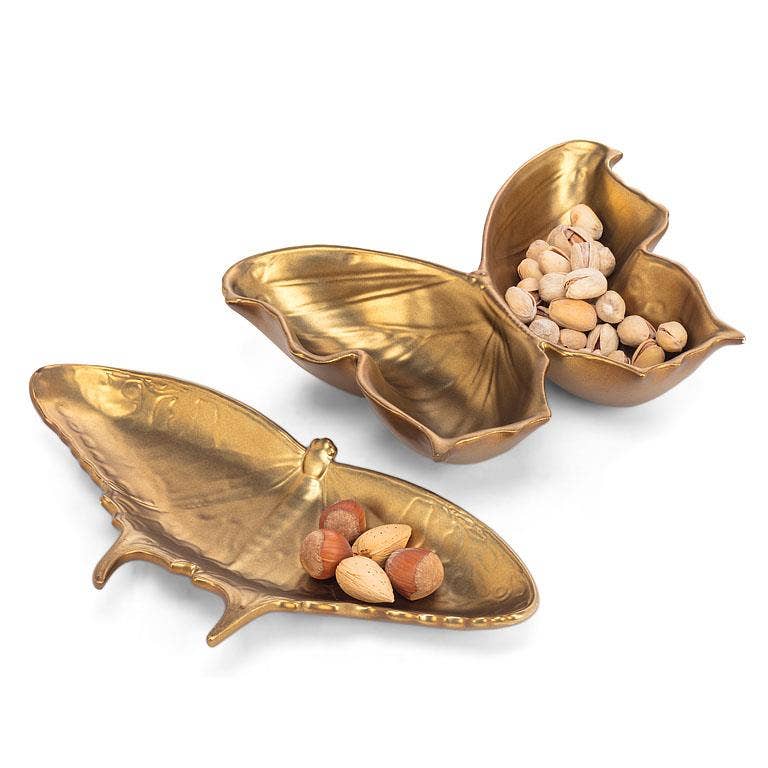 Wide Butterfly Dish - Gold - 9.5"W