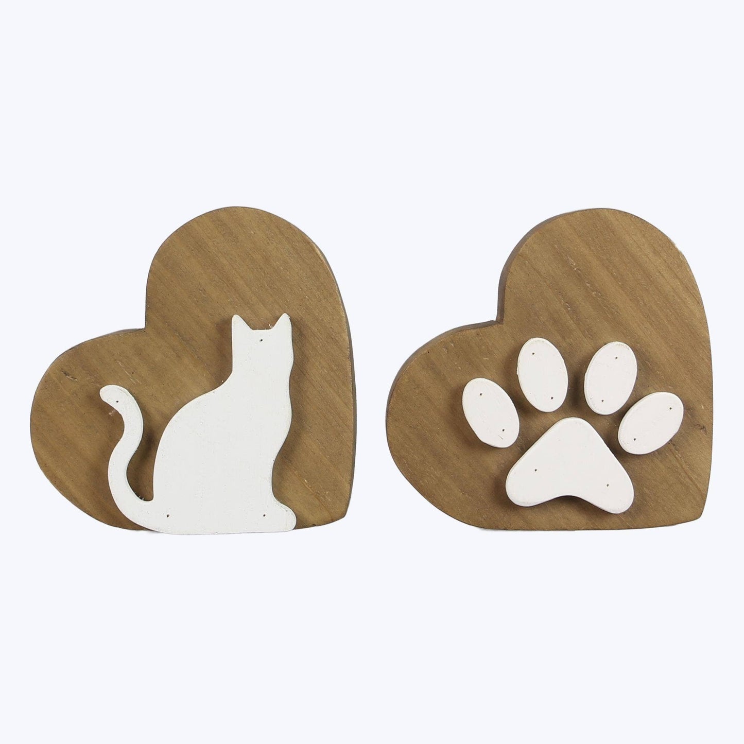 Wood Cat/Paw Heart Shape