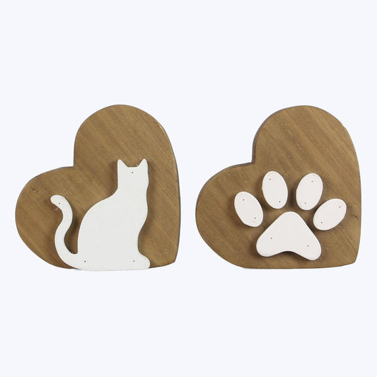 Wood Cat/Paw Heart Shape
