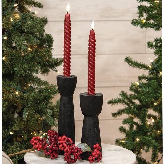 Burgundy/Wine Twisty Tapers w/Timer (set of 2)