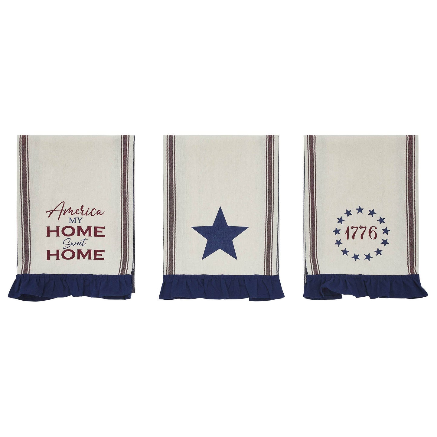 Home Sweet Home Ruffled Tea Towels (Set of 3)