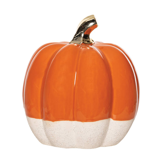 Fall/Harvest Orange & White Pumpkin Figure