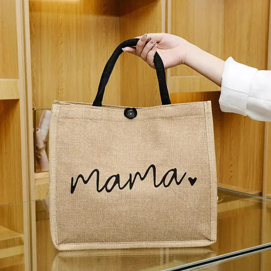Mama Jute Canvas Tote Bag – Durable & Multi-Use Gift for Mom
