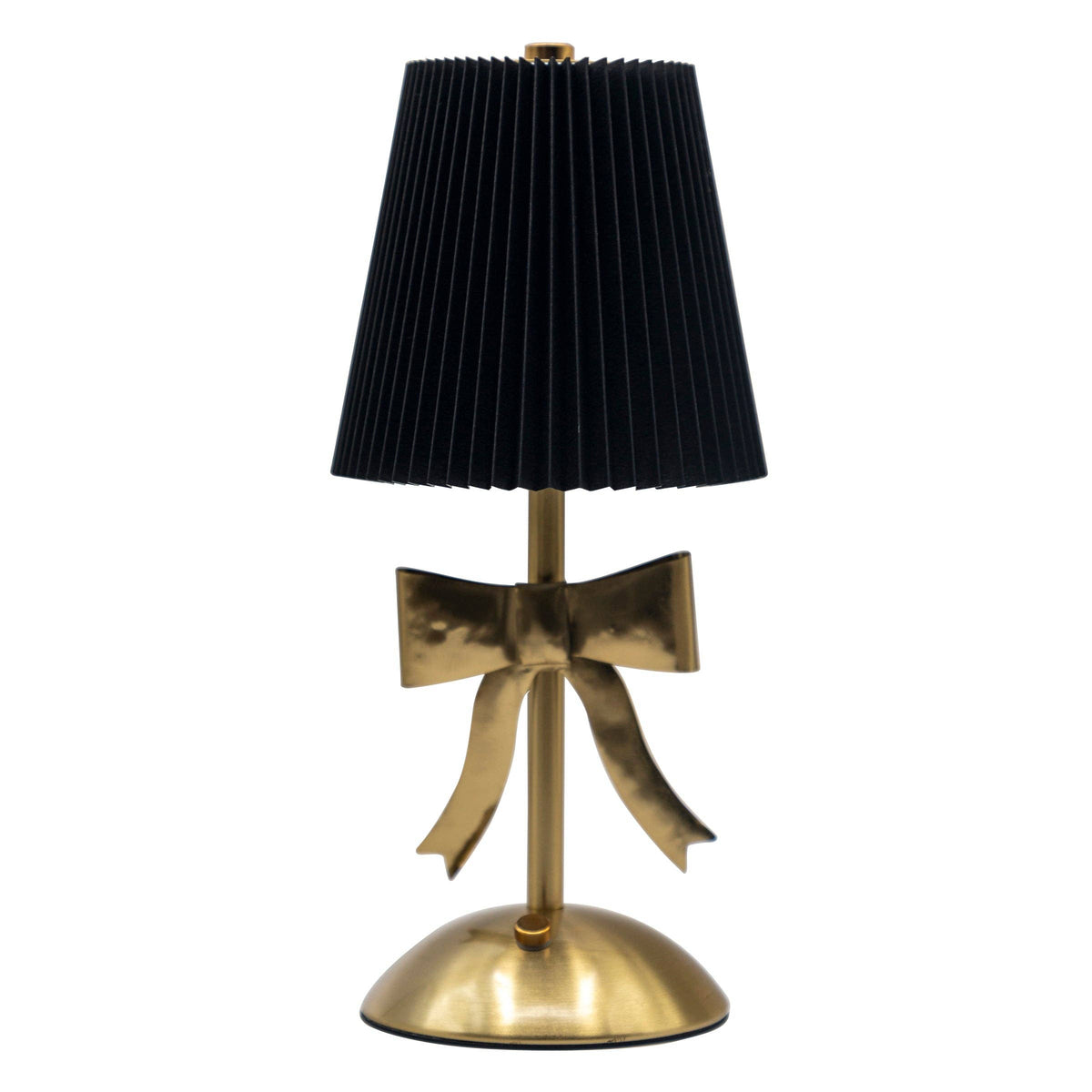 Black & Gold Pleated Rechargeable Table Lamp, 11.8"