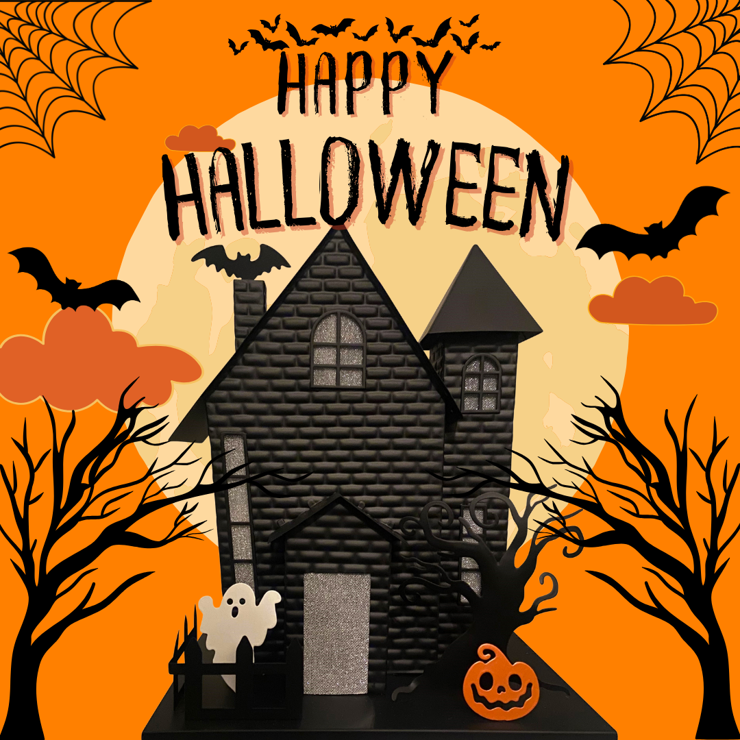 Halloween Haunted House with Bat Projection