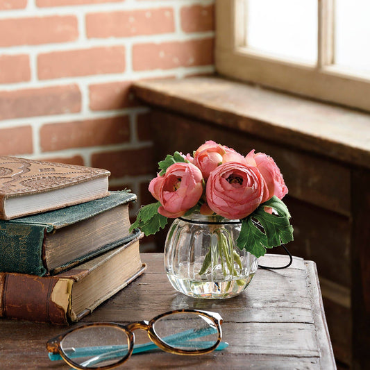 Pink Ranunculus in Glass Vase