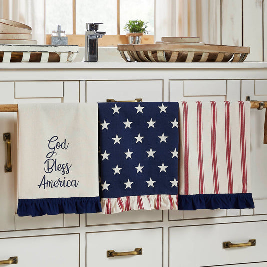 Stars & Stripes Ruffled Tea Towels (Set of 3)