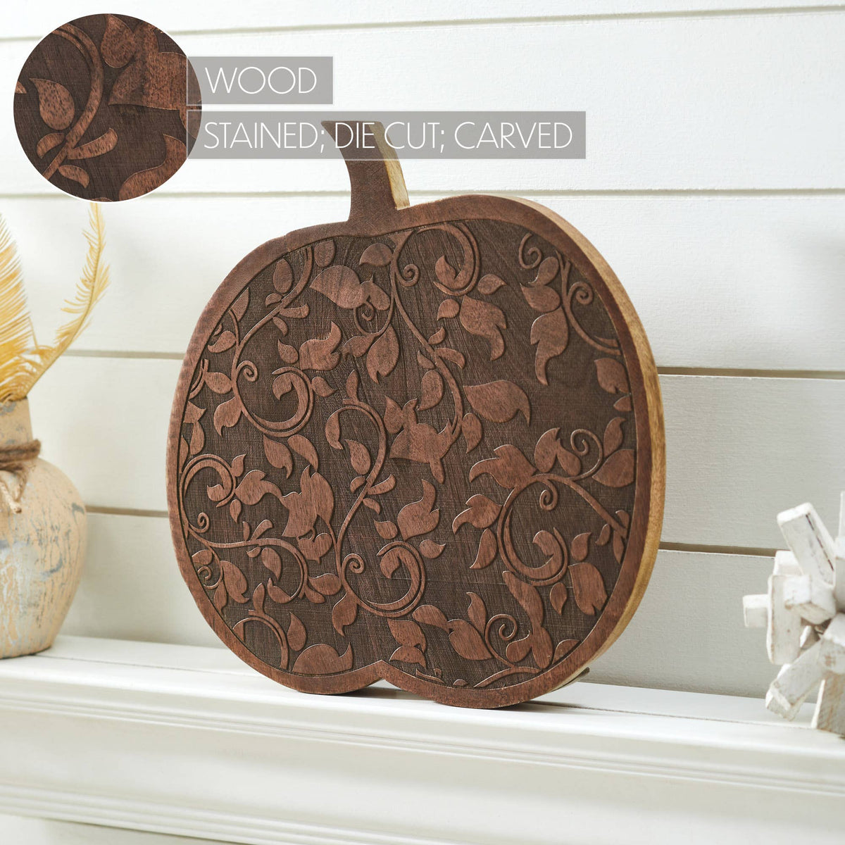 Carved Mango Wood Large Pumpkin