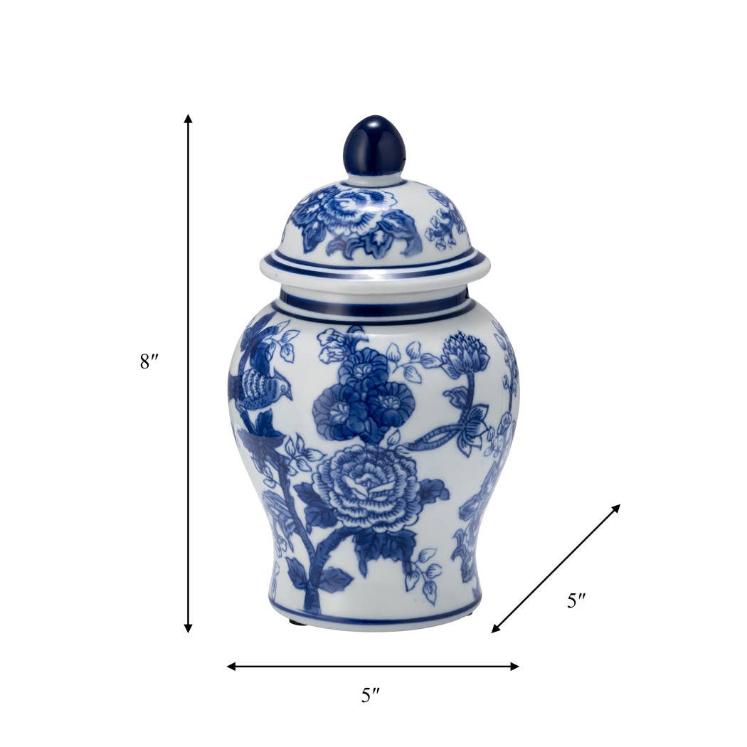 Blue & White Ginger Jar 8in.