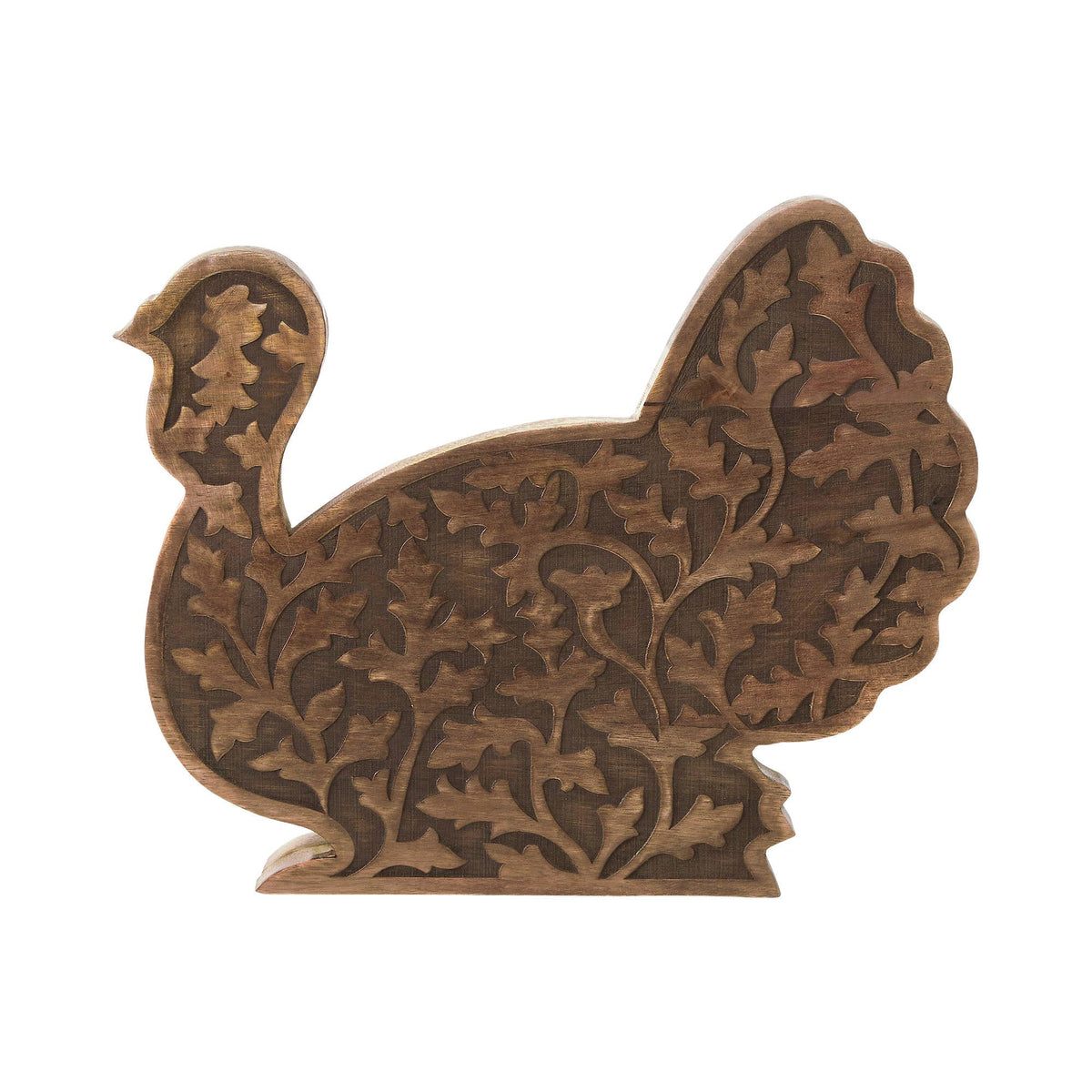 Dark Wood Carved Turkey Figurine