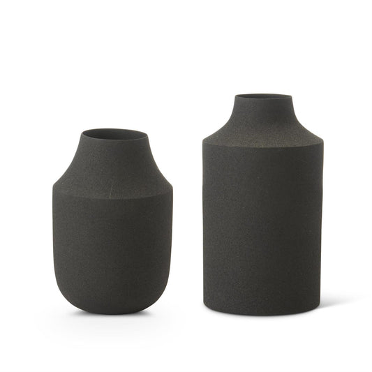 Black Matt Metal Vases (Set of 2)