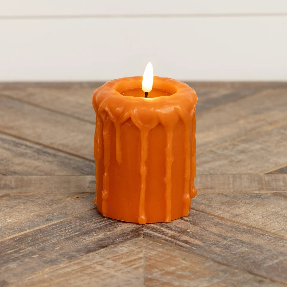 ORANGE 3D FLAME PILLAR CANDLE (3 Sizes)