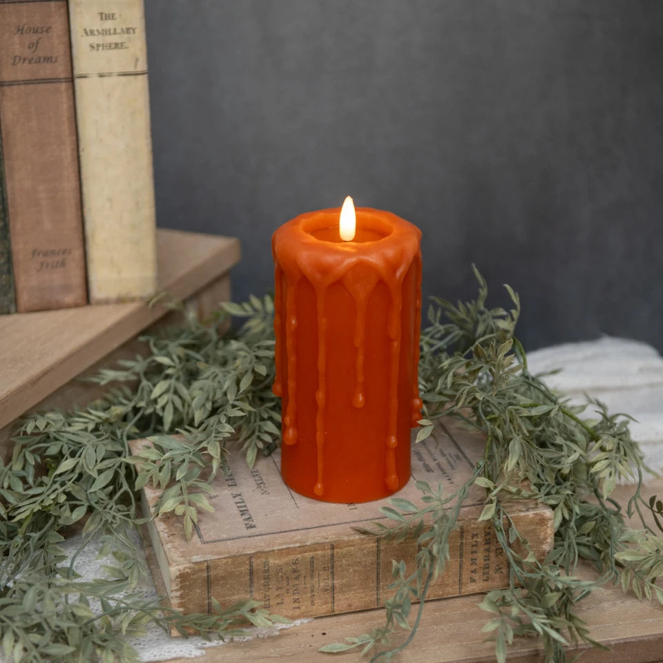 ORANGE 3D FLAME PILLAR CANDLE (3 Sizes)