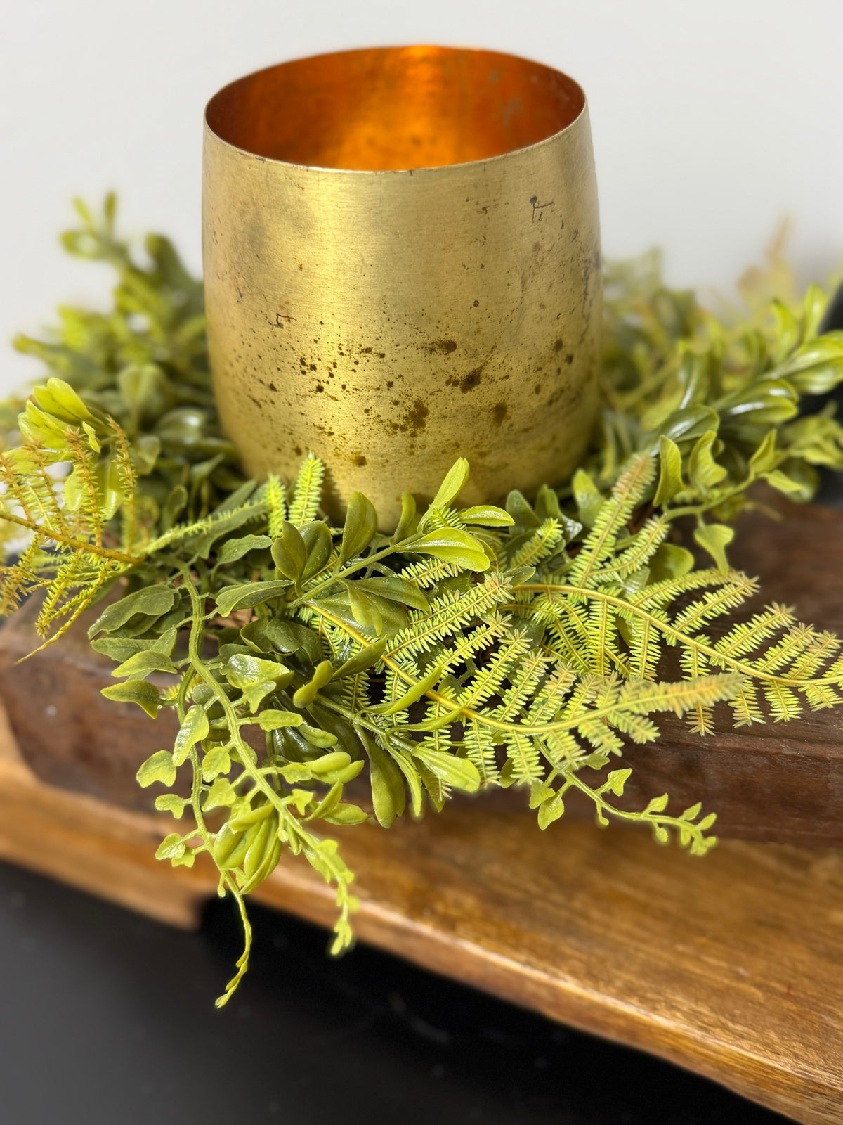 Mixed Fern Candle Ring 6"