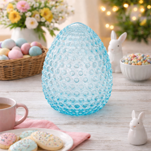 Blue Hobnail Glass Egg Easter