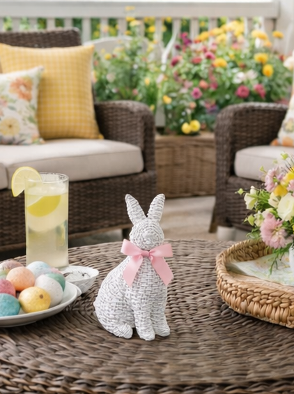 White Wicker Inspired Bunny