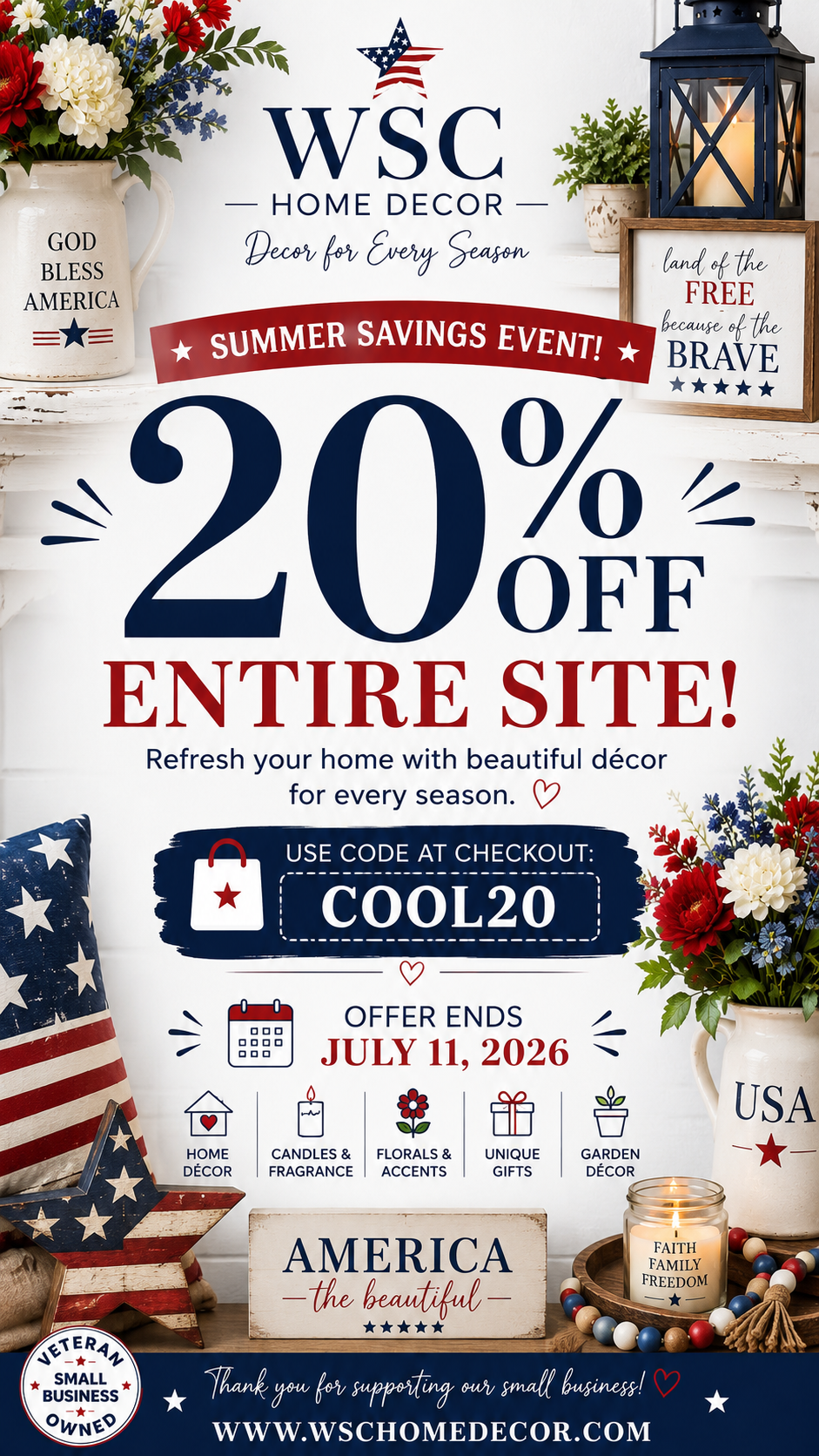 Use Code: Cool20 @ checkout for 20% Off your entire order
