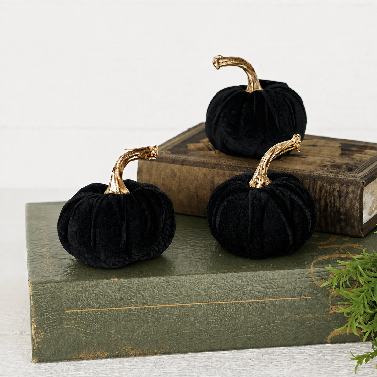 4 Inch Velvet Pumpkin w/ gold stem (multiple colors)