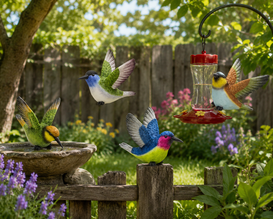 Mini Resin Flying Hummingbird Figurines Set of 4