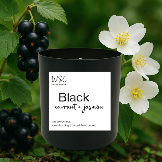 🖤 Black Currant + Jasmine – 9oz Soy Candle & Wax Melts