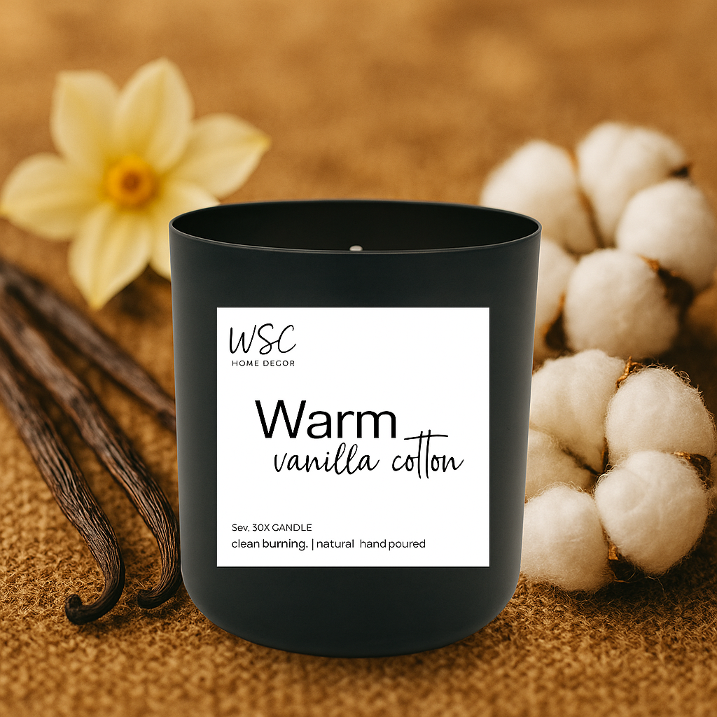 🌿 Warm Vanilla Cotton – 9oz Soy Candle