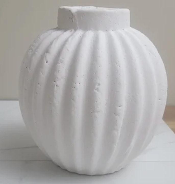 White Rippled vase