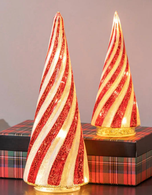 Christmas Peppermint Twist Glass Tree (2 sizes)