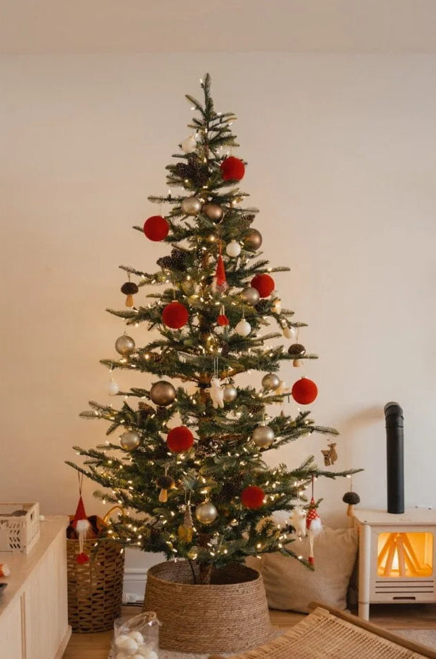 3" Glass Velvet Ball Ornament - Red