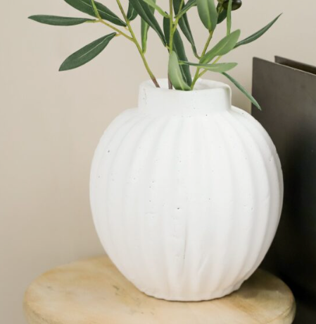 White Rippled vase