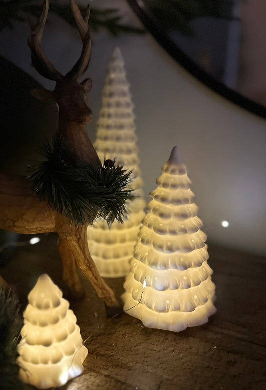 White Ceramic Led Christmas Trees (3 Sizes)