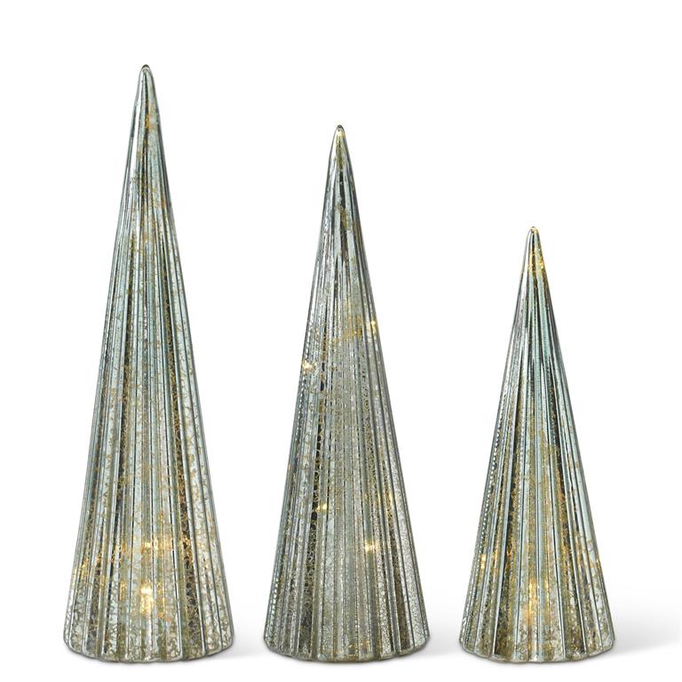 Sage Green Mercury Glass Trees w/Timer (3 sizes)