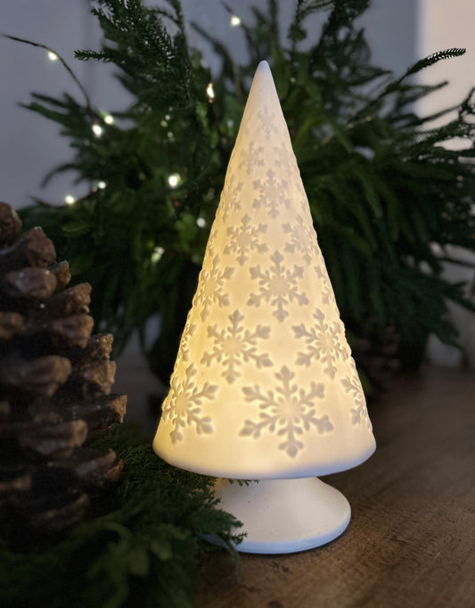 Snowflake Embossed Christmas Tree w/ Pedestal