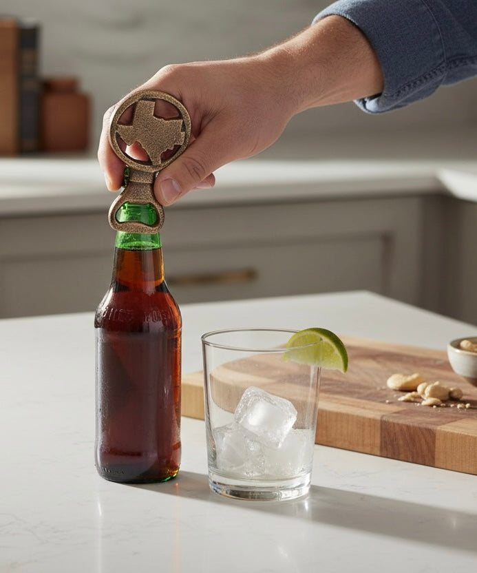 Rustic Texas Star Bottle Opener - Antique Gold