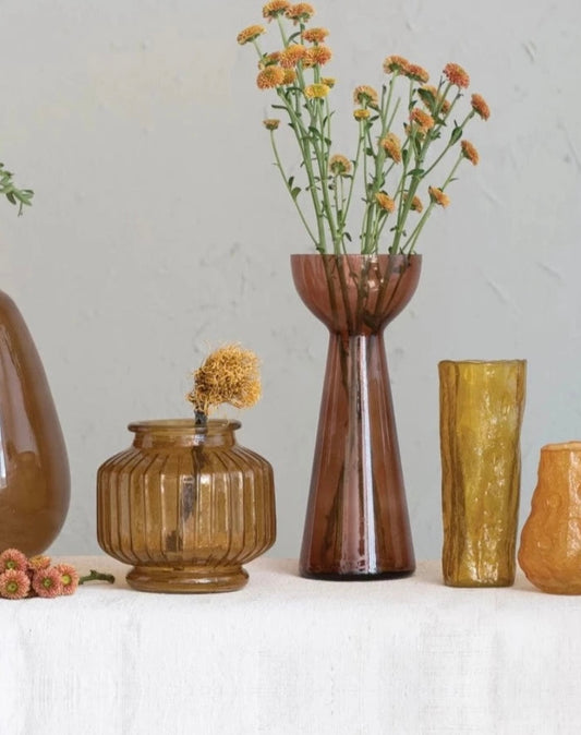 Amber Pleated Vase