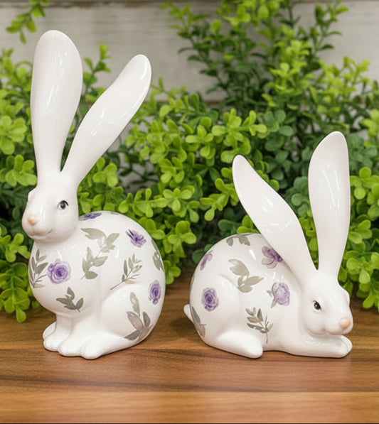 Fuchsia Floral Long-Ear Bunnies (2 Styles)