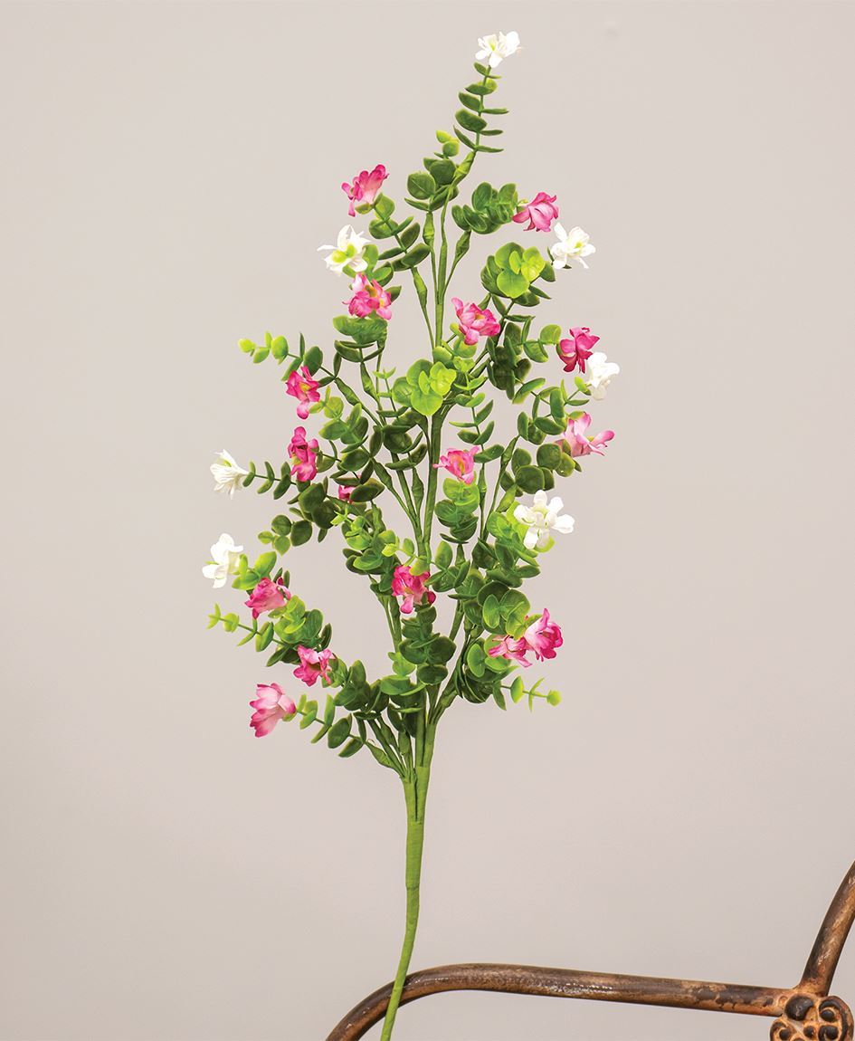 Pink & White Paper Wildflower Spray