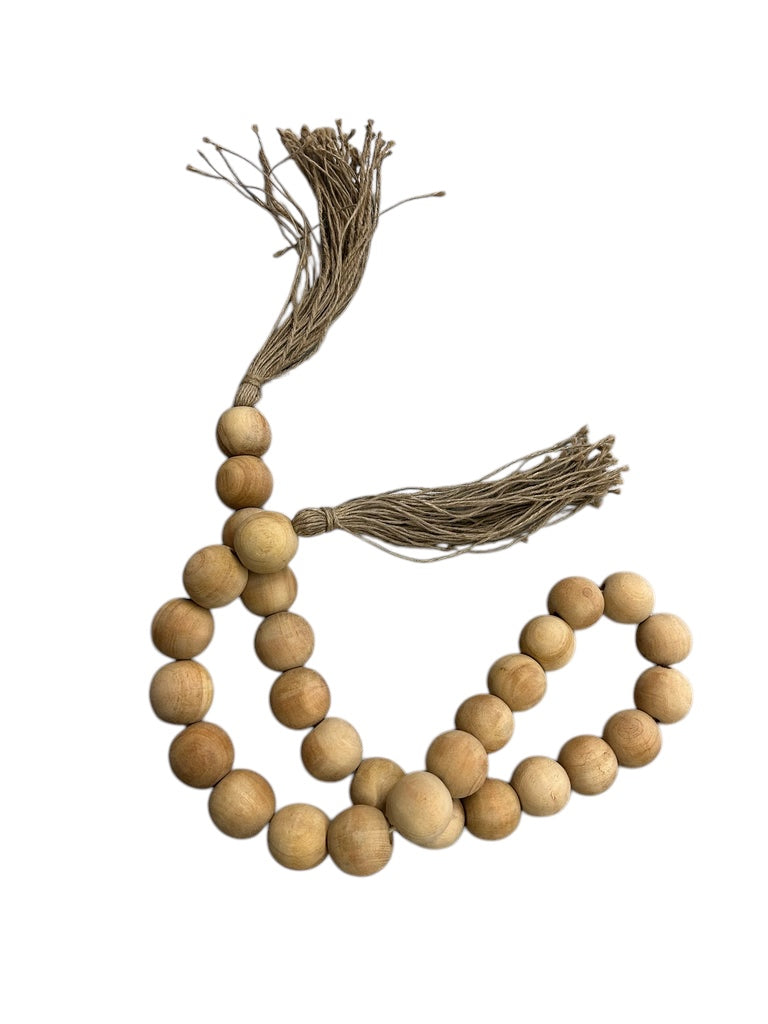 Natural Beads with Tassels - 54"