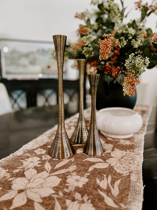 Brushed Gold/Brass Candle Taper Holders (3 sizes)