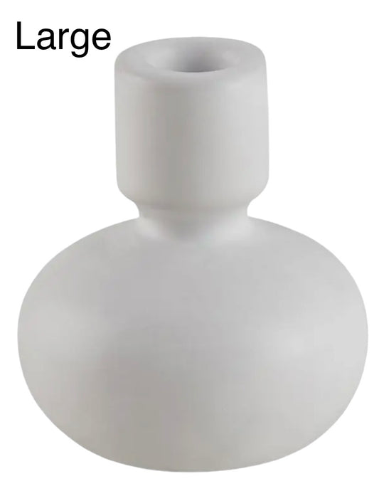 White Round Taper Candleholder (2 sizes)