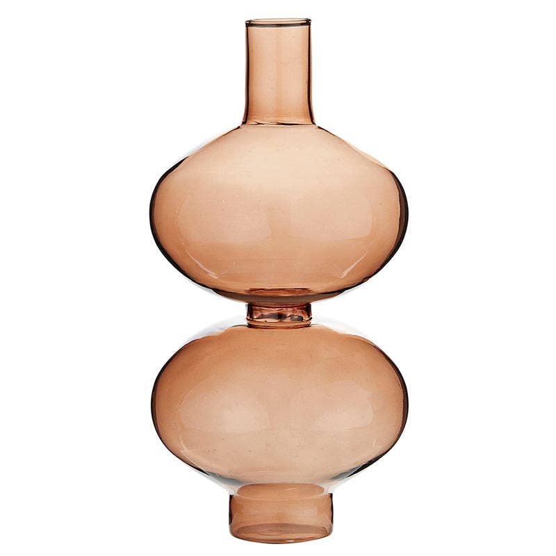 Large Glass Brown Bubble Vase (w/wo Flower)