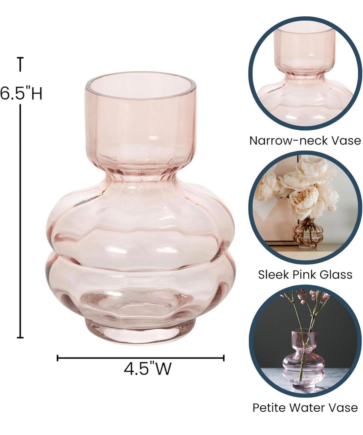 Modern Deco Blush Pink Glass Vase